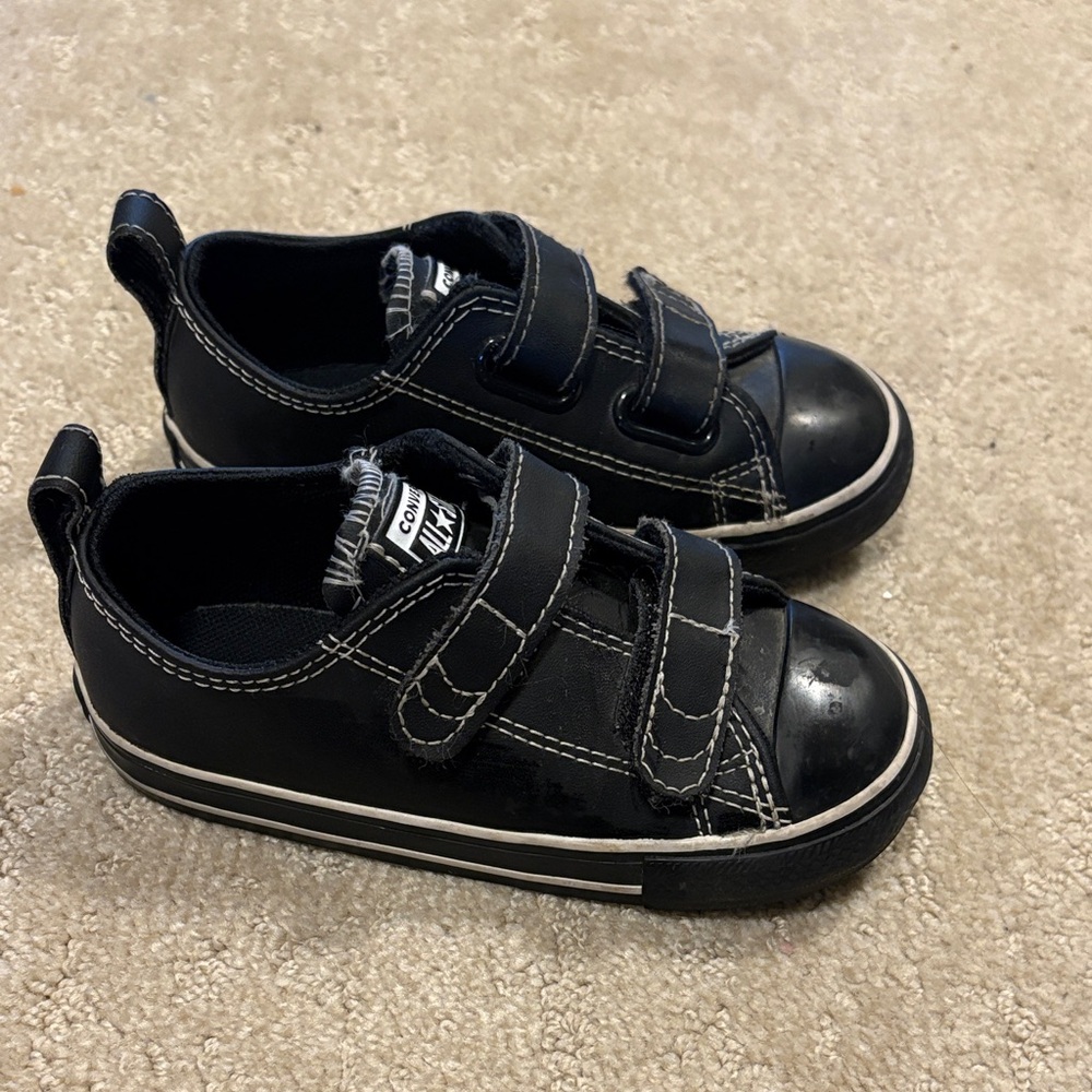 Converse Kids Black and White Velcro Sneakers - Picture 2 of 5